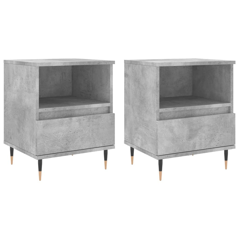 Nachtkastjes 2 st 40x35x50 cm bewerkt hout betongrijs MeubelReus