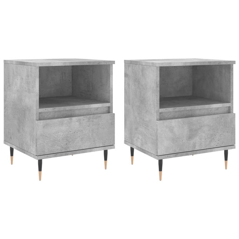 Nachtkastjes 2 st 40x35x50 cm bewerkt hout betongrijs MeubelReus