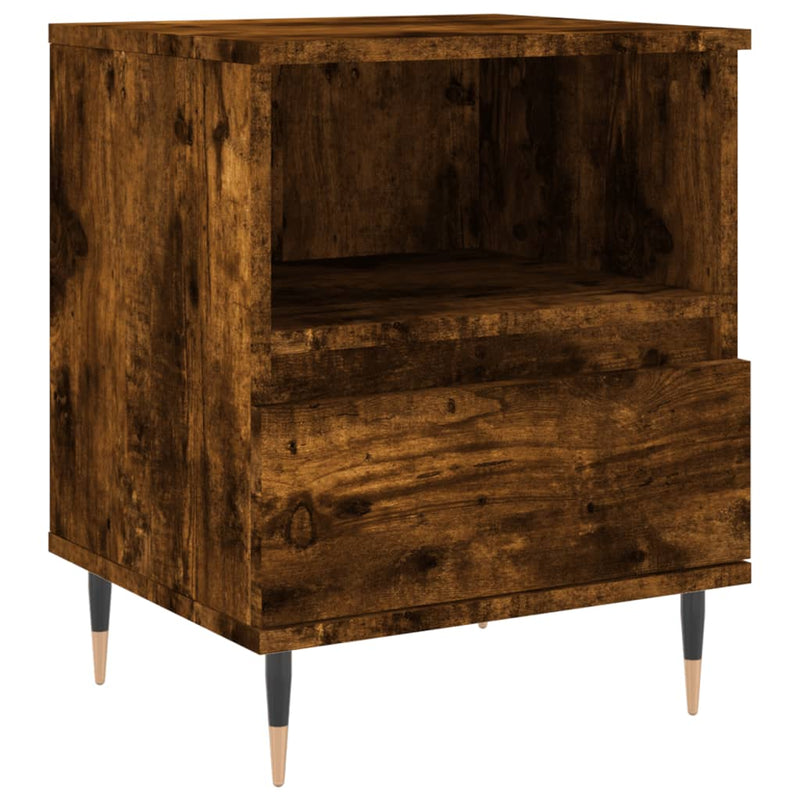 Nachtkastje 40x35x50 cm bewerkt hout gerookt eikenkleurig MeubelReus