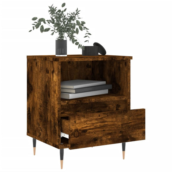 Nachtkastje 40x35x50 cm bewerkt hout gerookt eikenkleurig MeubelReus
