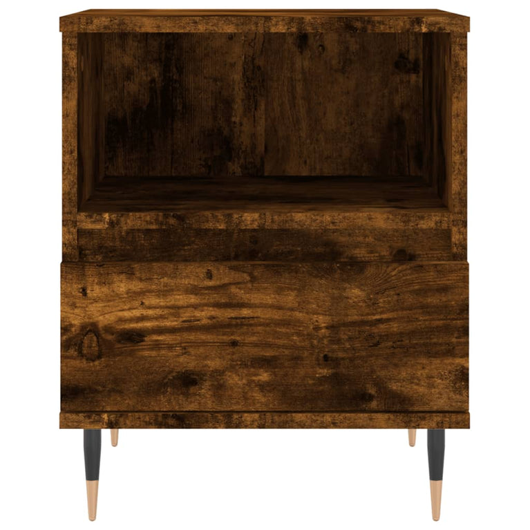 Nachtkastje 40x35x50 cm bewerkt hout gerookt eikenkleurig MeubelReus