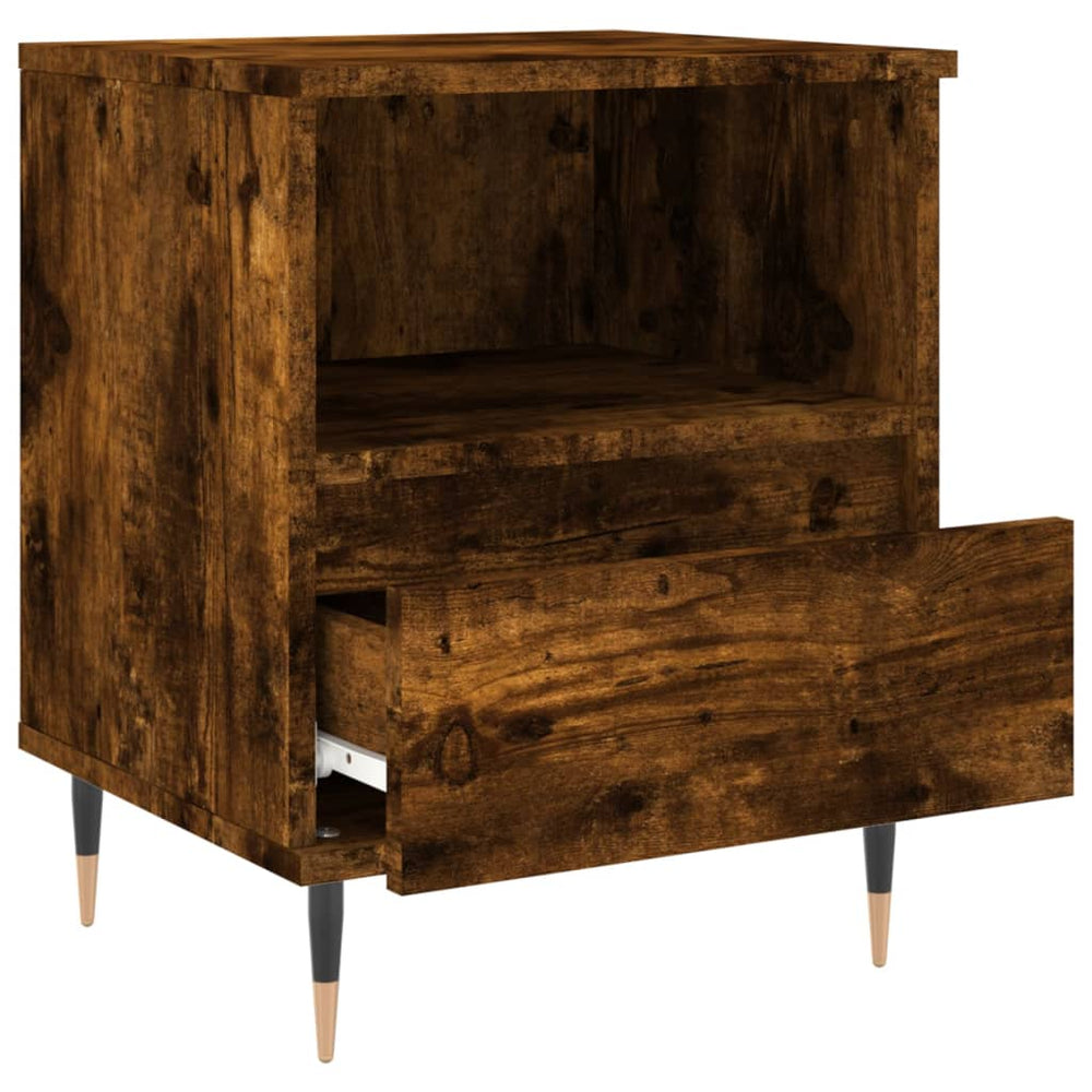 Nachtkastje 40x35x50 cm bewerkt hout gerookt eikenkleurig MeubelReus