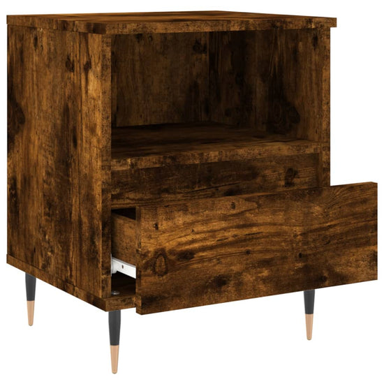 Nachtkastje 40x35x50 cm bewerkt hout gerookt eikenkleurig MeubelReus