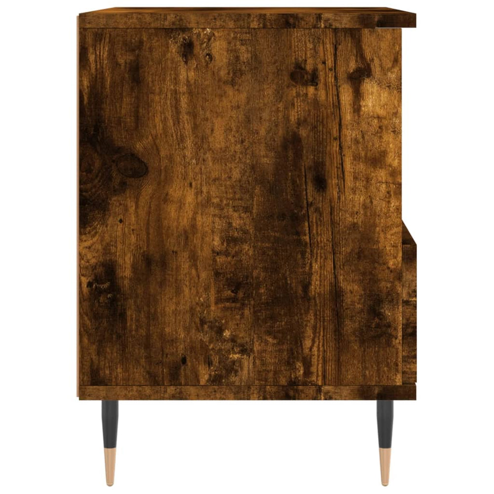 Nachtkastje 40x35x50 cm bewerkt hout gerookt eikenkleurig MeubelReus
