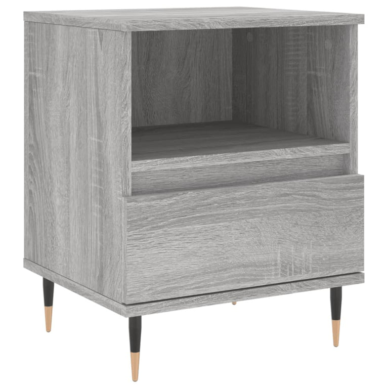 Nachtkastje 40x35x50 cm bewerkt hout grijs sonoma eikenkleurig MeubelReus