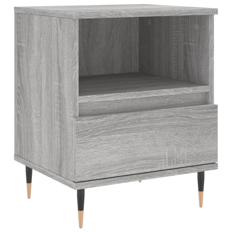 Nachtkastje 40x35x50 cm bewerkt hout grijs sonoma eikenkleurig MeubelReus