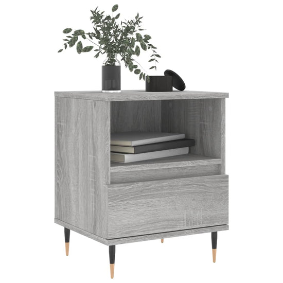 Nachtkastje 40x35x50 cm bewerkt hout grijs sonoma eikenkleurig MeubelReus
