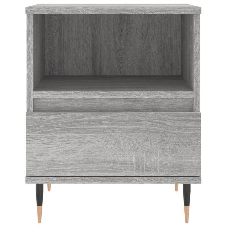 Nachtkastje 40x35x50 cm bewerkt hout grijs sonoma eikenkleurig MeubelReus