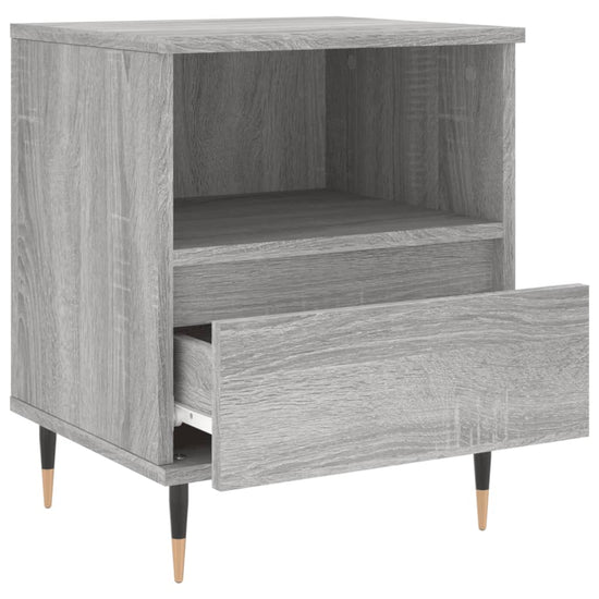 Nachtkastje 40x35x50 cm bewerkt hout grijs sonoma eikenkleurig MeubelReus