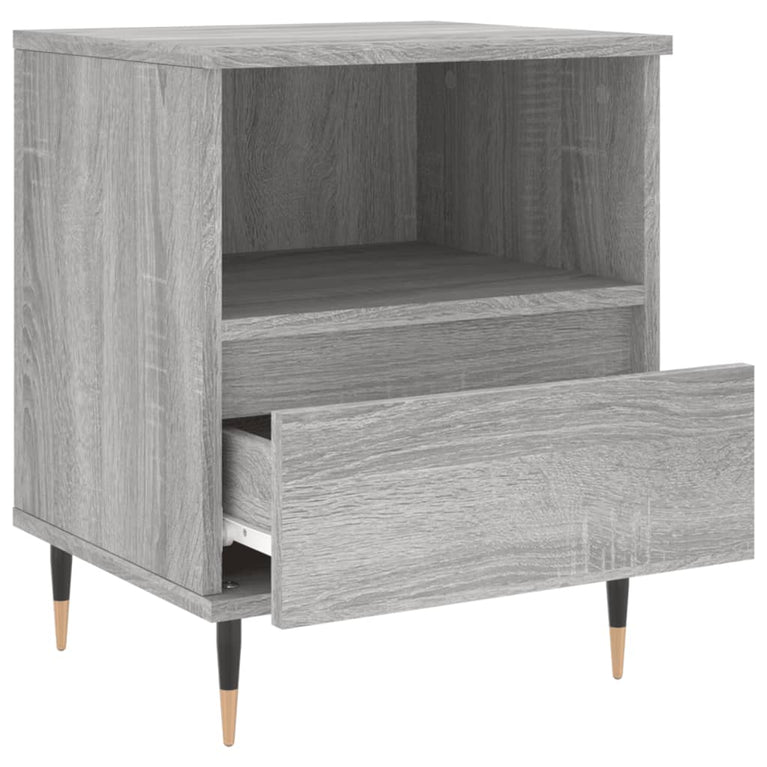 Nachtkastje 40x35x50 cm bewerkt hout grijs sonoma eikenkleurig MeubelReus