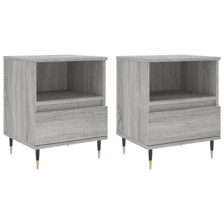 Nachtkastjes 2 st 40x35x50 cm bewerkt hout grijs sonoma eiken MeubelReus