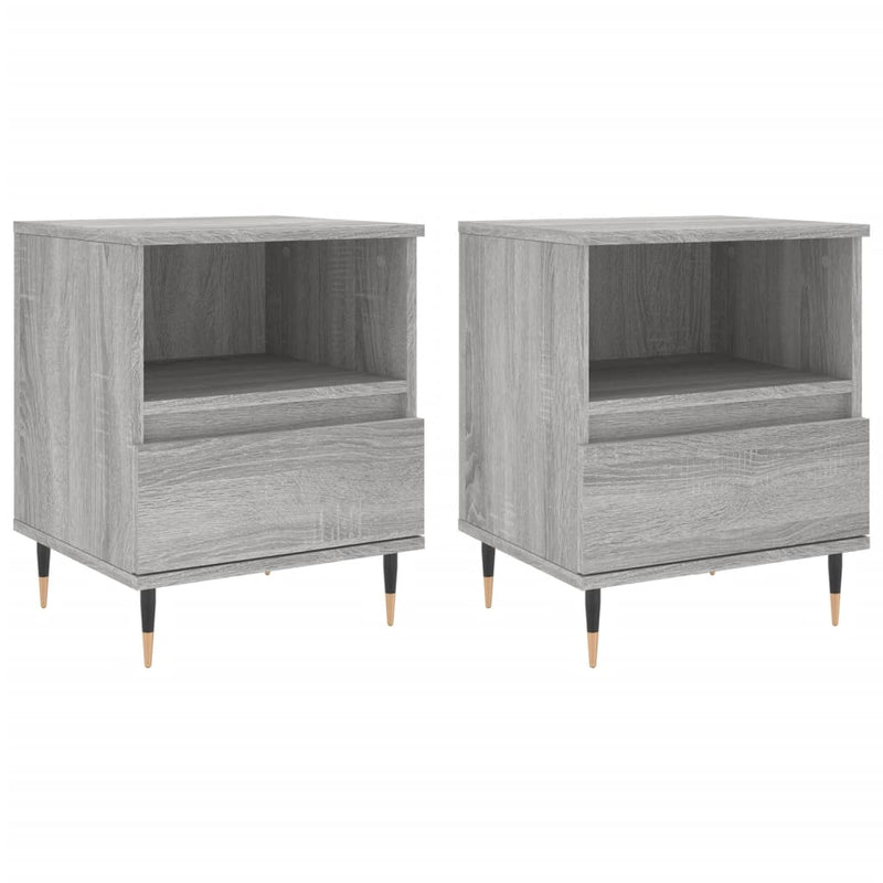 Nachtkastjes 2 st 40x35x50 cm bewerkt hout grijs sonoma eiken MeubelReus