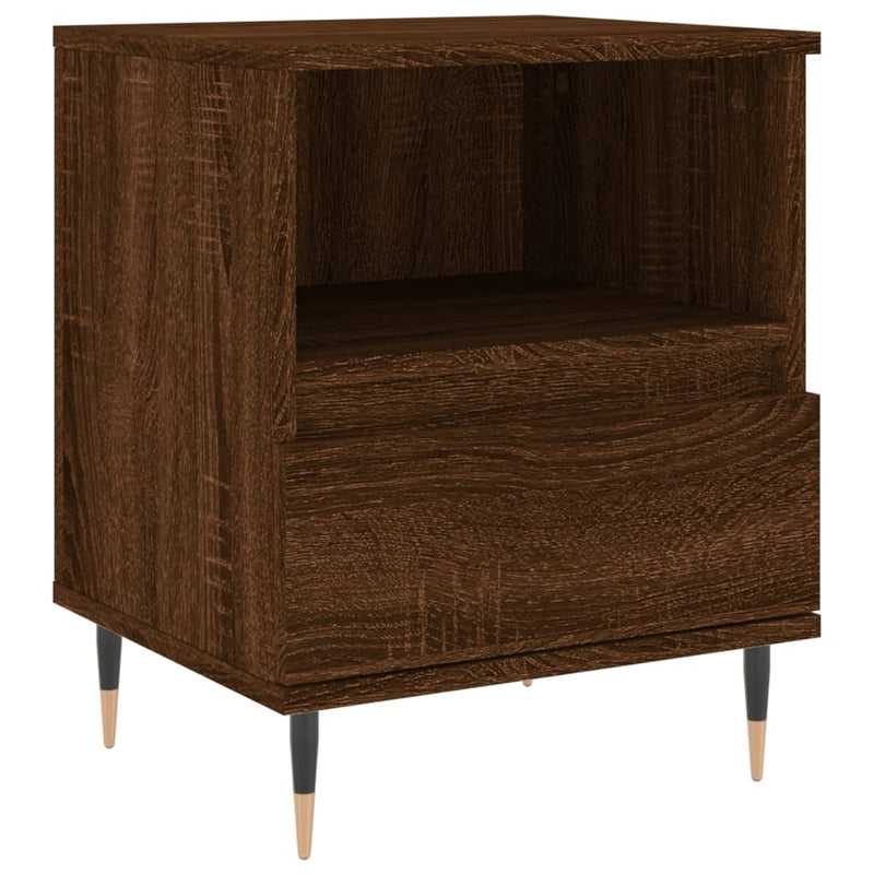 Nachtkastje 40x35x50 cm bewerkt hout bruin eikenkleur MeubelReus