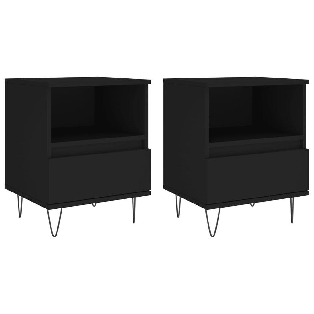 Nachtkastjes 2 st 40x35x50 cm bewerkt hout zwart MeubelReus