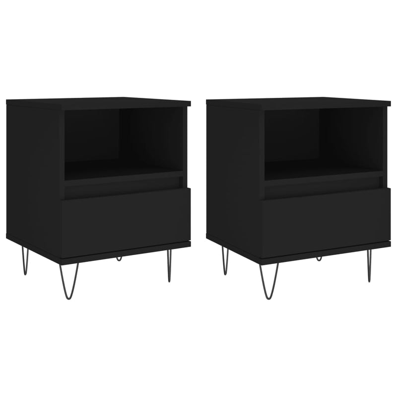 Nachtkastjes 2 st 40x35x50 cm bewerkt hout zwart MeubelReus