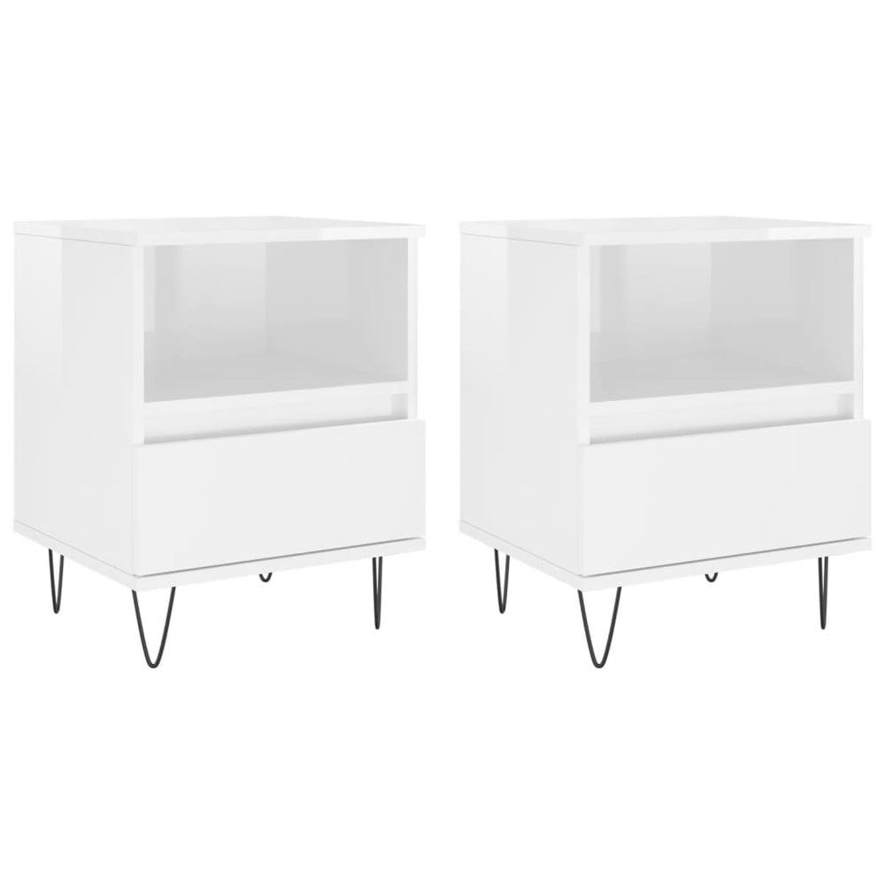 Nachtkastjes 2 st 40x35x50 cm bewerkt hout hoogglans wit MeubelReus