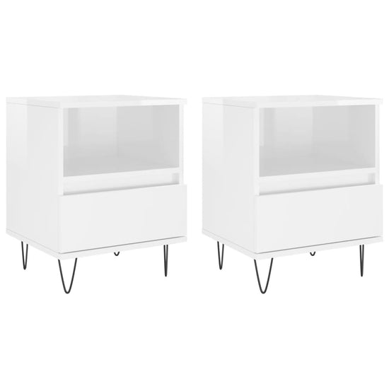 Nachtkastjes 2 st 40x35x50 cm bewerkt hout hoogglans wit MeubelReus