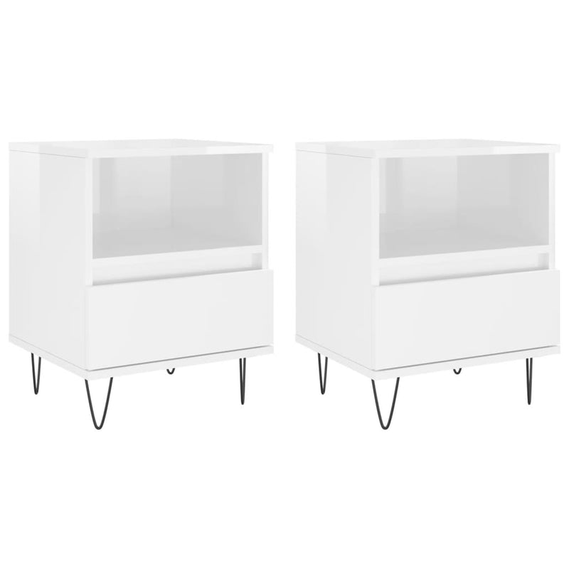 Nachtkastjes 2 st 40x35x50 cm bewerkt hout hoogglans wit MeubelReus