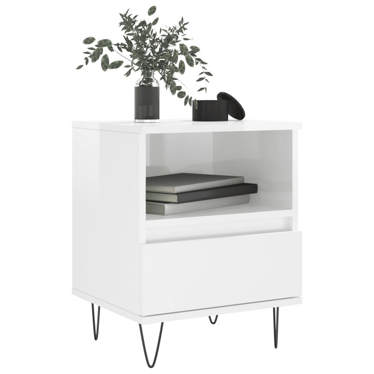 Nachtkastjes 2 st 40x35x50 cm bewerkt hout hoogglans wit MeubelReus