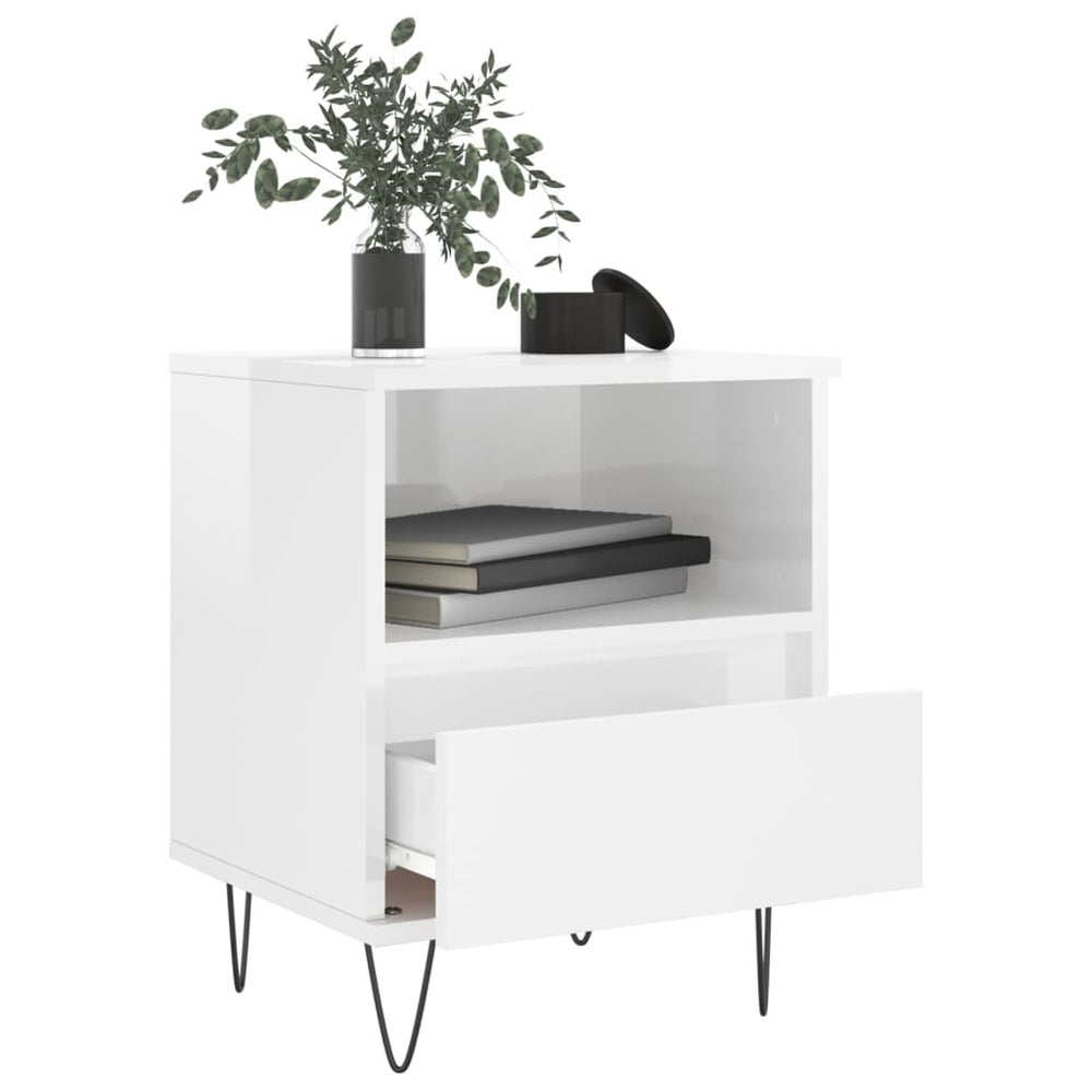 Nachtkastjes 2 st 40x35x50 cm bewerkt hout hoogglans wit MeubelReus