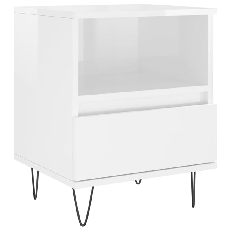 Nachtkastjes 2 st 40x35x50 cm bewerkt hout hoogglans wit MeubelReus