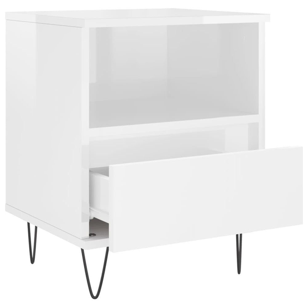 Nachtkastjes 2 st 40x35x50 cm bewerkt hout hoogglans wit MeubelReus