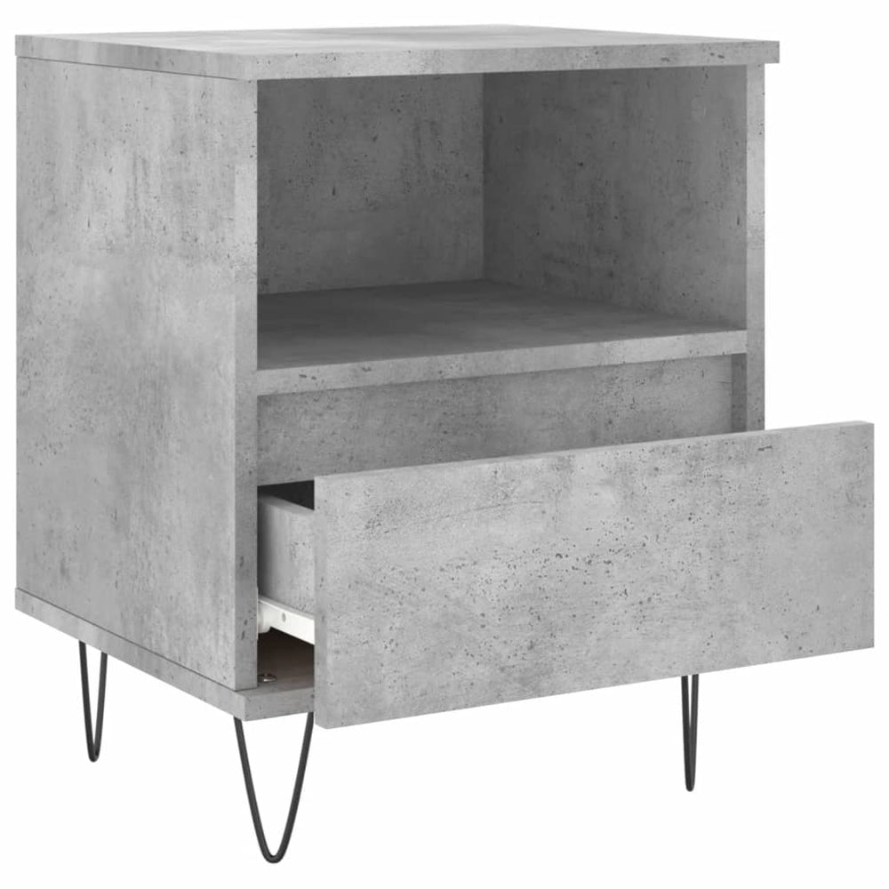 Nachtkastje 40x35x50 cm bewerkt hout betongrijs MeubelReus