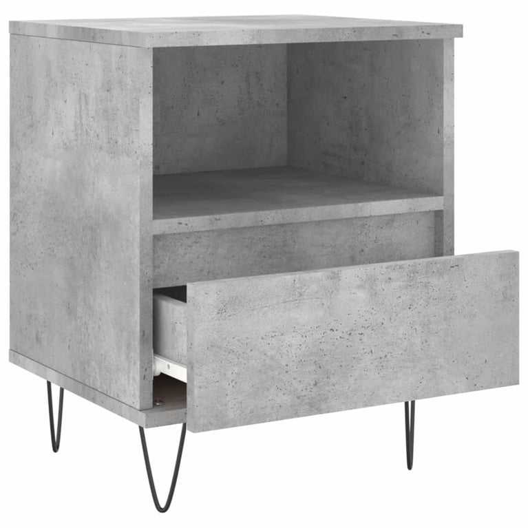 Nachtkastje 40x35x50 cm bewerkt hout betongrijs MeubelReus