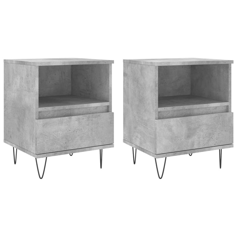 Nachtkastjes 2 st 40x35x50 cm bewerkt hout betongrijs MeubelReus