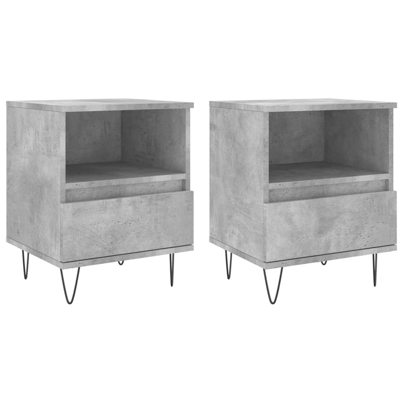 Nachtkastjes 2 st 40x35x50 cm bewerkt hout betongrijs MeubelReus