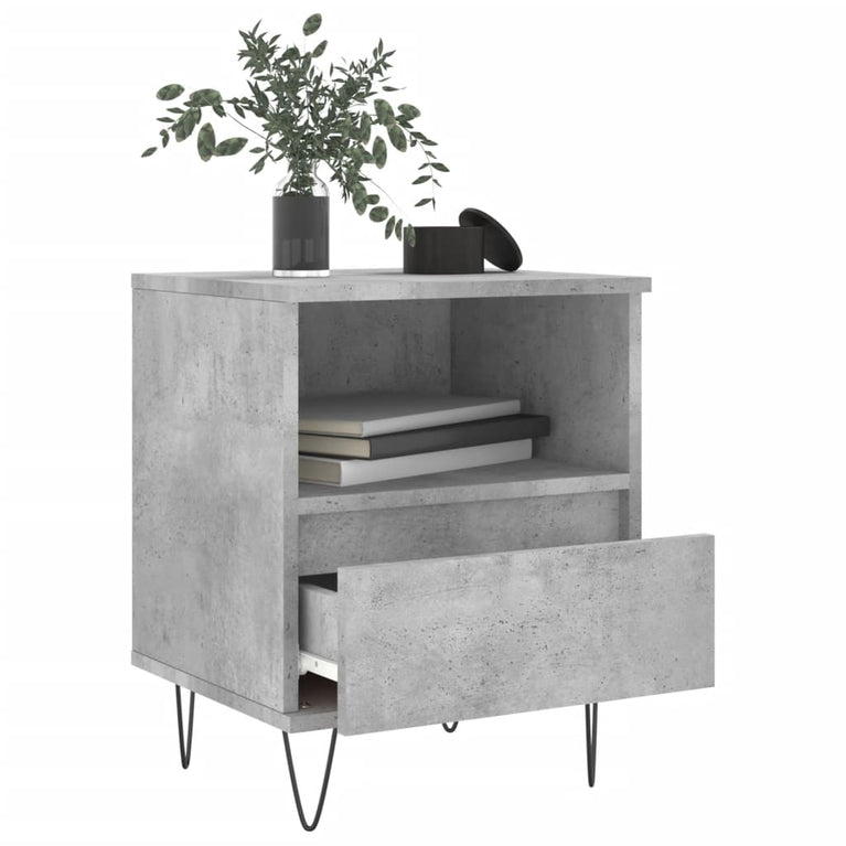 Nachtkastjes 2 st 40x35x50 cm bewerkt hout betongrijs MeubelReus