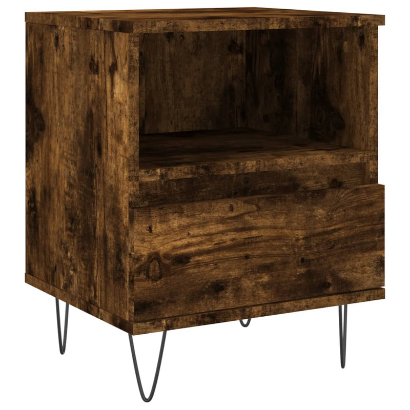 Nachtkastje 40x35x50 cm bewerkt hout gerookt eikenkleurig MeubelReus