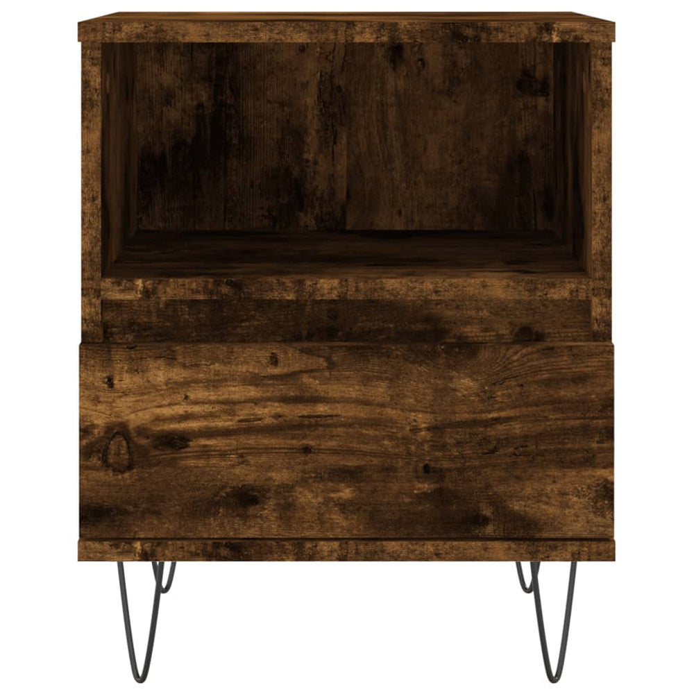 Nachtkastje 40x35x50 cm bewerkt hout gerookt eikenkleurig MeubelReus