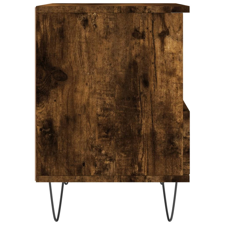 Nachtkastje 40x35x50 cm bewerkt hout gerookt eikenkleurig MeubelReus