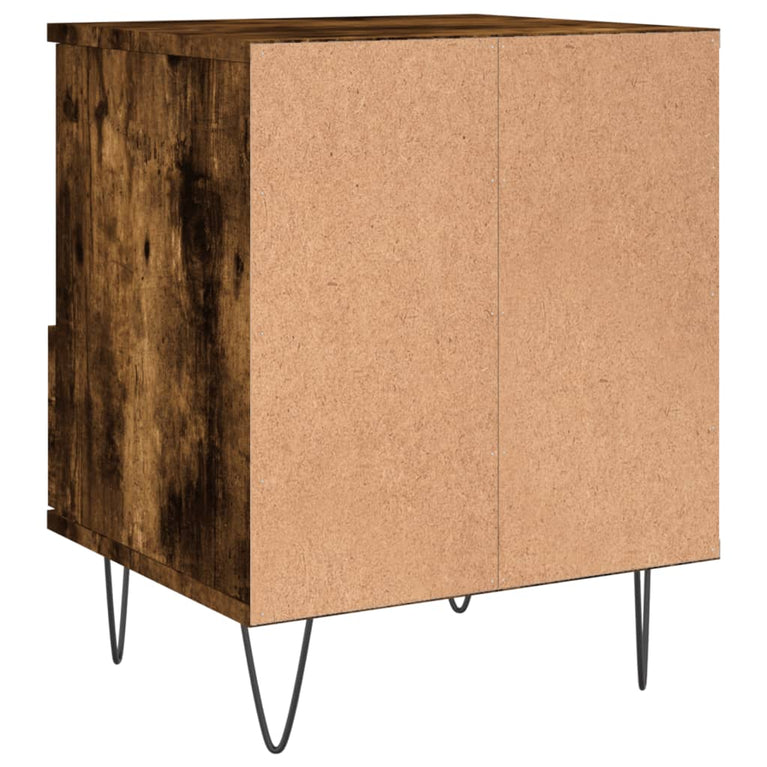 Nachtkastje 40x35x50 cm bewerkt hout gerookt eikenkleurig MeubelReus