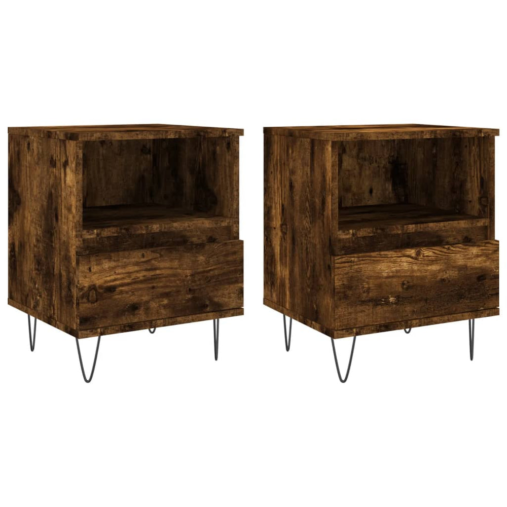 Nachtkastjes 2 st 40x35x50 cm bewerkt hout gerookt eikenkleurig MeubelReus