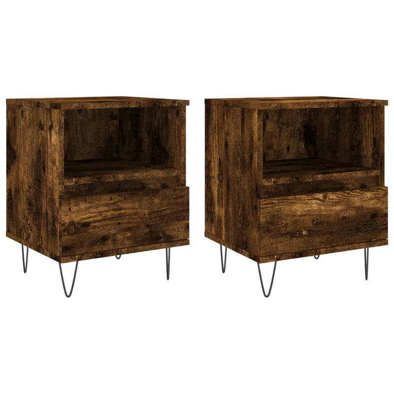 Nachtkastjes 2 st 40x35x50 cm bewerkt hout gerookt eikenkleurig MeubelReus