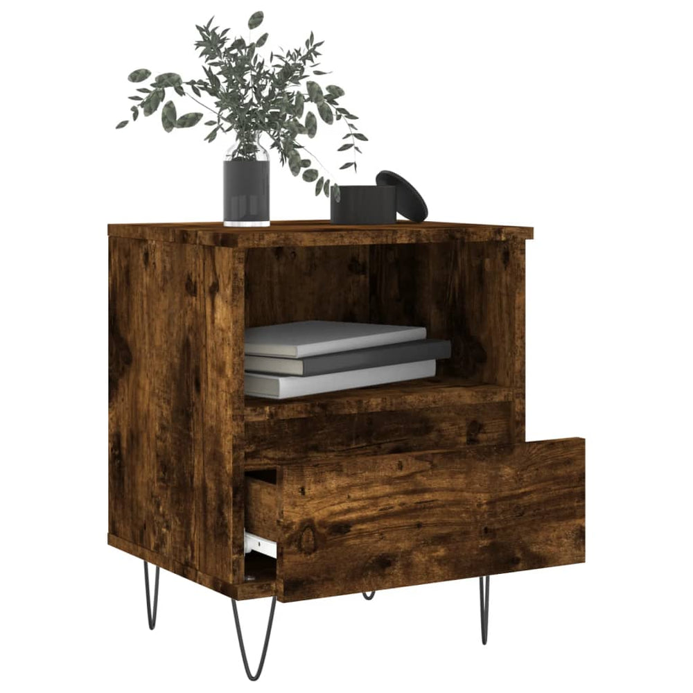 Nachtkastjes 2 st 40x35x50 cm bewerkt hout gerookt eikenkleurig MeubelReus