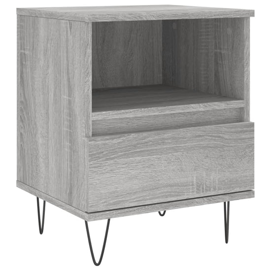 Nachtkastje 40x35x50 cm bewerkt hout grijs sonoma eikenkleurig MeubelReus