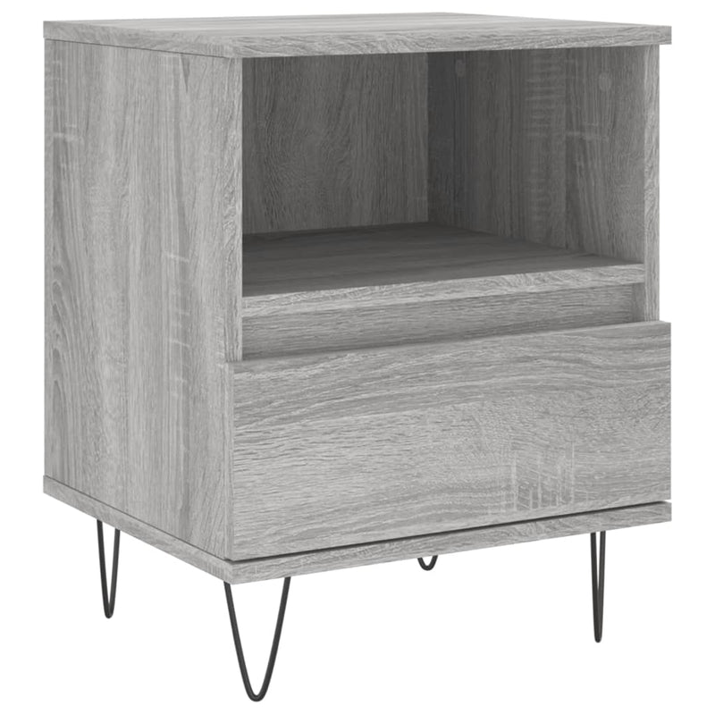Nachtkastje 40x35x50 cm bewerkt hout grijs sonoma eikenkleurig MeubelReus
