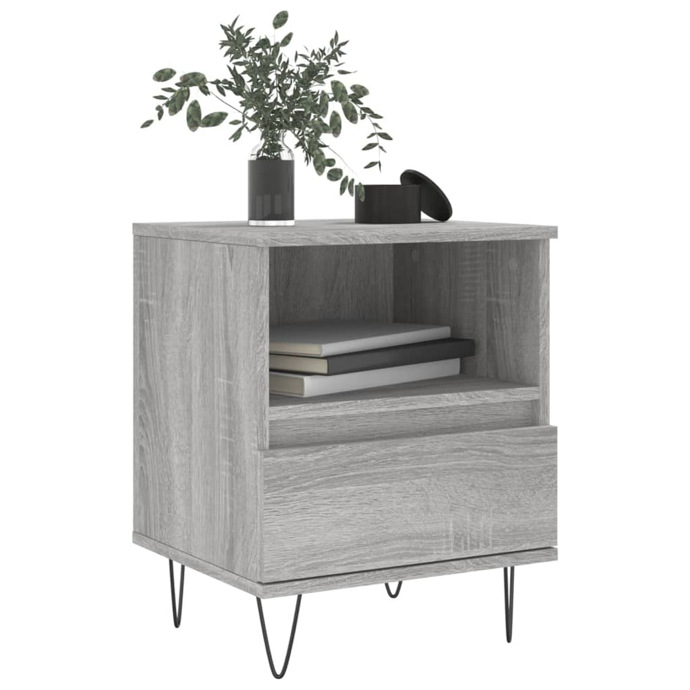 Nachtkastje 40x35x50 cm bewerkt hout grijs sonoma eikenkleurig MeubelReus