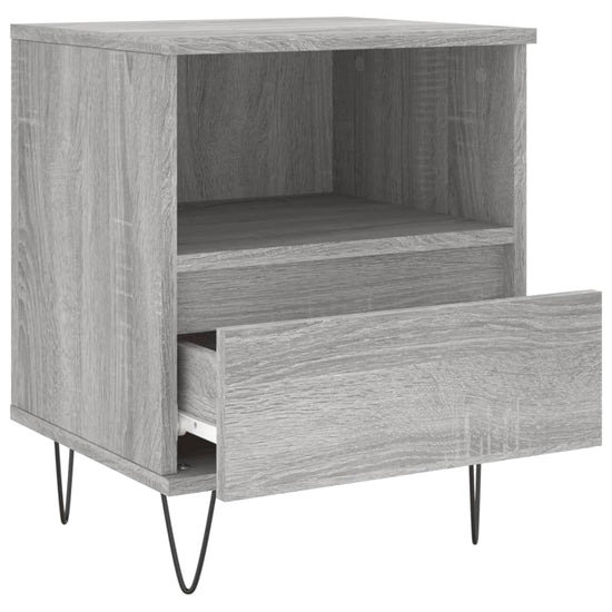 Nachtkastje 40x35x50 cm bewerkt hout grijs sonoma eikenkleurig MeubelReus