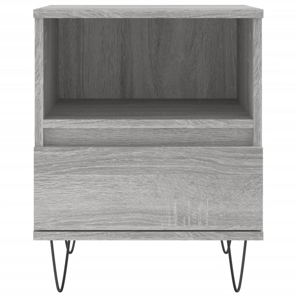 Nachtkastje 40x35x50 cm bewerkt hout grijs sonoma eikenkleurig MeubelReus
