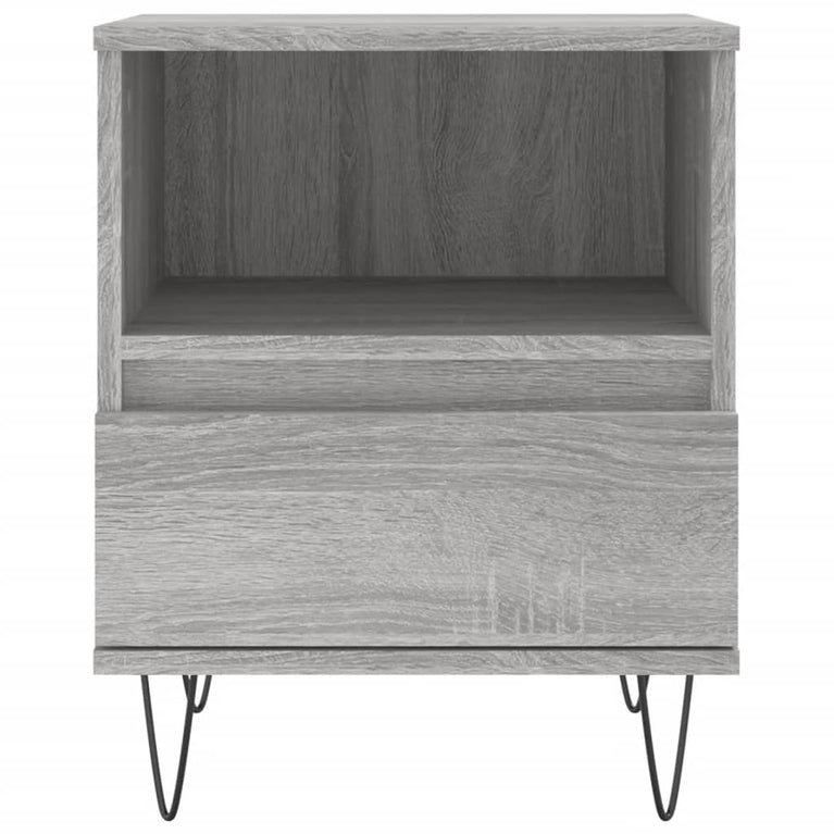 Nachtkastje 40x35x50 cm bewerkt hout grijs sonoma eikenkleurig MeubelReus