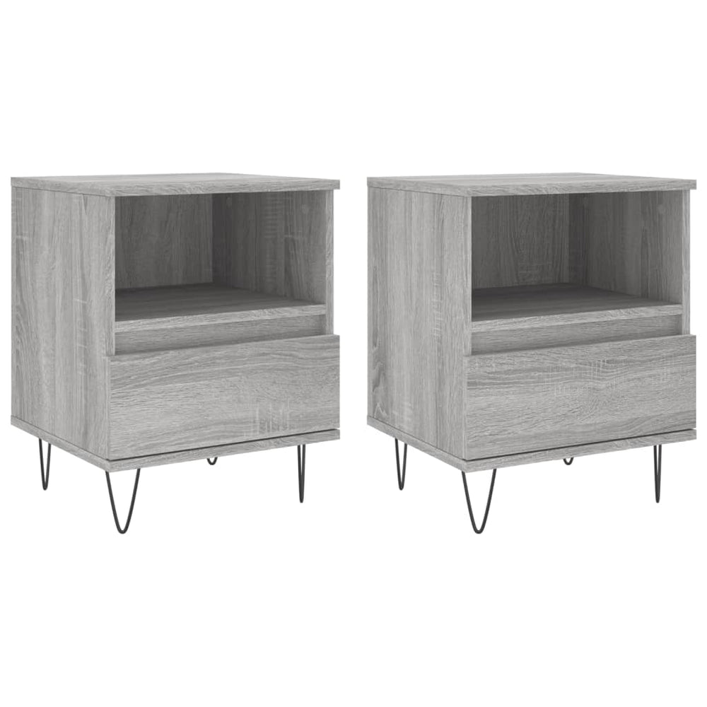 Nachtkastjes 2 st 40x35x50 cm bewerkt hout grijs sonoma eiken MeubelReus