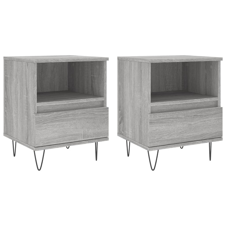 Nachtkastjes 2 st 40x35x50 cm bewerkt hout grijs sonoma eiken MeubelReus