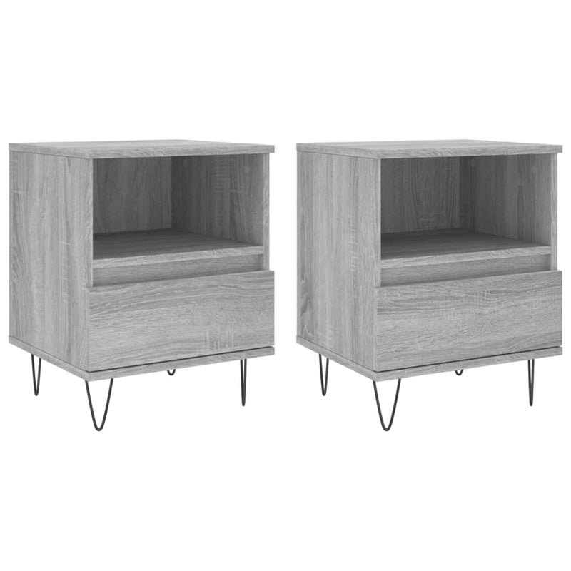 Nachtkastjes 2 st 40x35x50 cm bewerkt hout grijs sonoma eiken MeubelReus