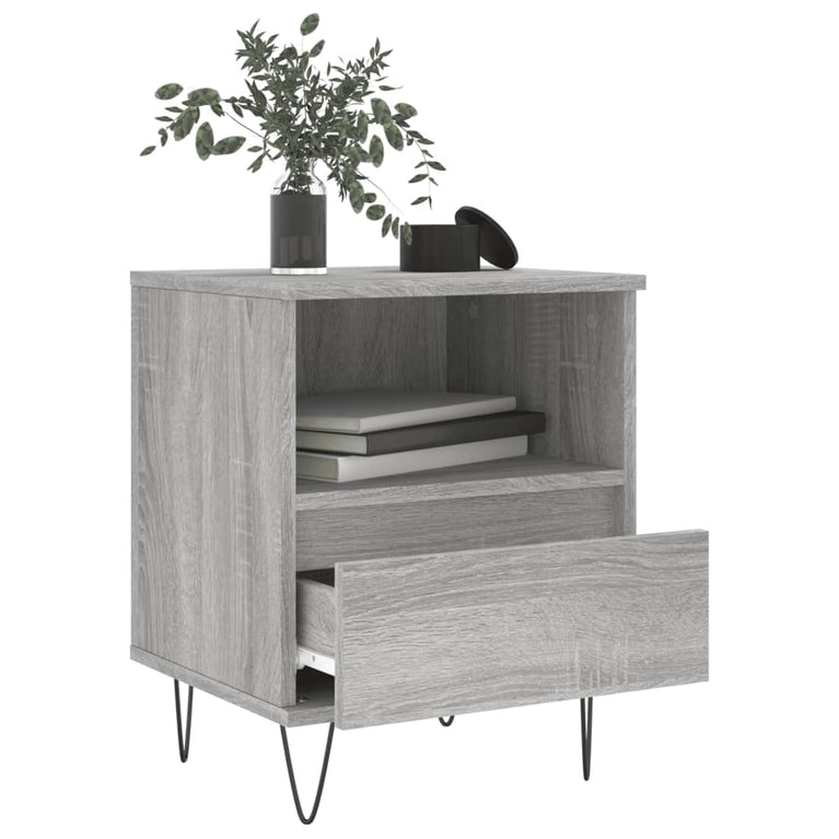 Nachtkastjes 2 st 40x35x50 cm bewerkt hout grijs sonoma eiken MeubelReus