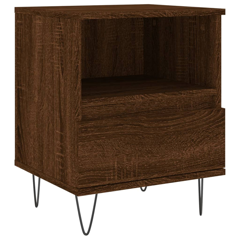 Nachtkastje 40x35x50 cm bewerkt hout bruin eikenkleur MeubelReus