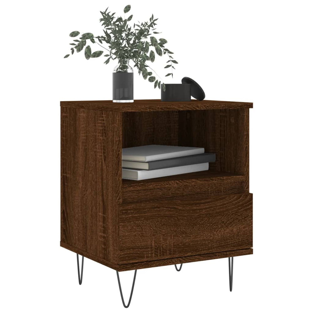 Nachtkastje 40x35x50 cm bewerkt hout bruin eikenkleur MeubelReus